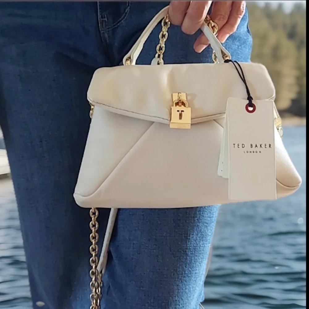 🆕 Ted Baker Poppy Mini Satchel Natural Cream Leather Crossbody Bag - Picture 7 of 14